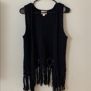 Black fringe bottom cardigan